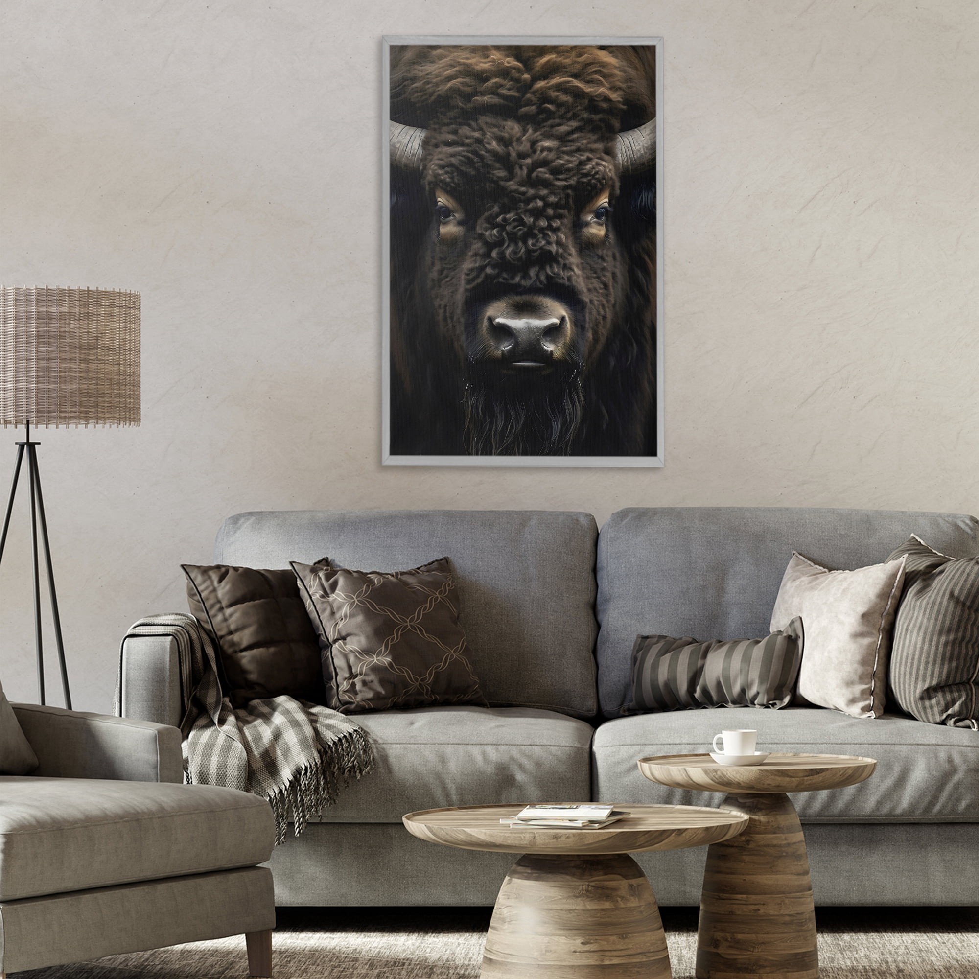 Stupell Industries Bison Portrait Close Up Gray Framed Giclee Art, design by Creative Studio