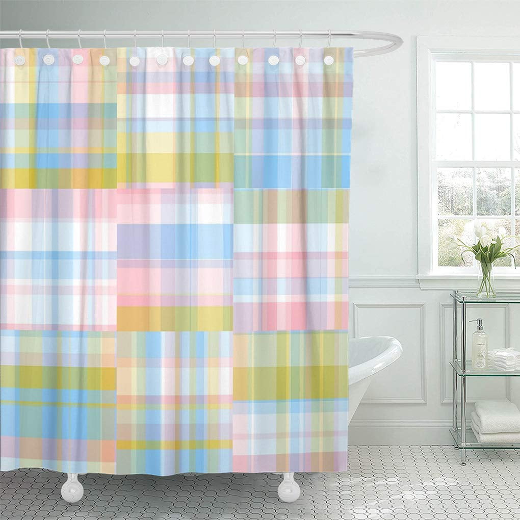 SUTTOM Initials Preppy Patchwork Look Madras Pastel Quilting Squares