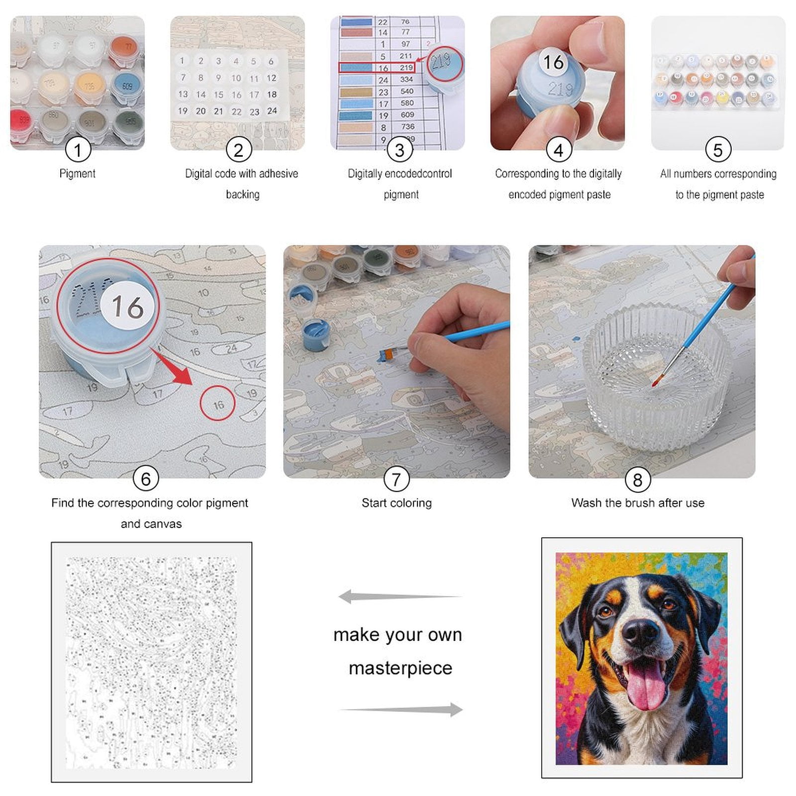 Paint By Numbers Kit for Adults Beginner - DIY Colorful Dog Portrait Art Bright Canvas Painting Kits for Adults, Frameless Paint By Number for Adults for Home Wall Decor 16x20 Inch