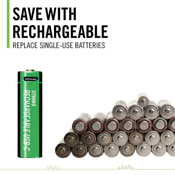 Coast AA USB-C Rechargeable Batteries, ZITHION-X, Lithium Ion 1.5v