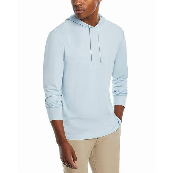 The Men's Store at Major Dept Store Cotton Slub Hooded Long Sleeve Tee Blue-XL