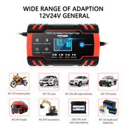 HUSGW Battery Charger 12V8A 24V4A Fully-Automatic Smart Car Battery Charger, Battery Maintainer Trickle Charger, and Battery Desulfator with Temperature Compensation