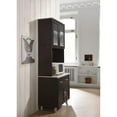 thumbnail image 3 of Hodedah Armoire de Rangement pour Micro-Ondes Vaisselle de Salle à Manger en Porcelaine, Chocolat, 3 of 6