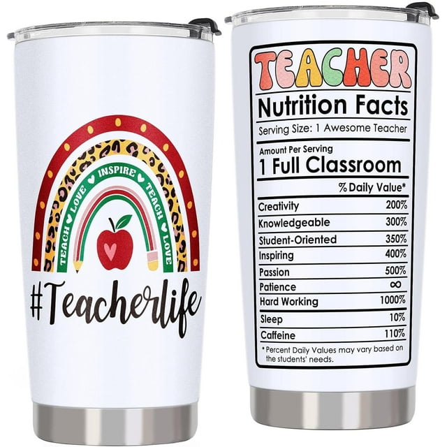 Teacher Appreciation Gifts,Best Teacher Gifts for Women - Gifts for Teachers Tumbler Cup,Teacher Christmas Birthday Gifts,20 OZ Stainless Steel Teacher Life Tumbler