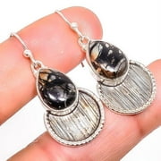 Picasso Jasper 925 Silver Plated Israeli Jewelry Earring 1.56" T2794, Valentine's Day Gift, Birthday Gift, Beautiful Jewelry For Woman & Girls