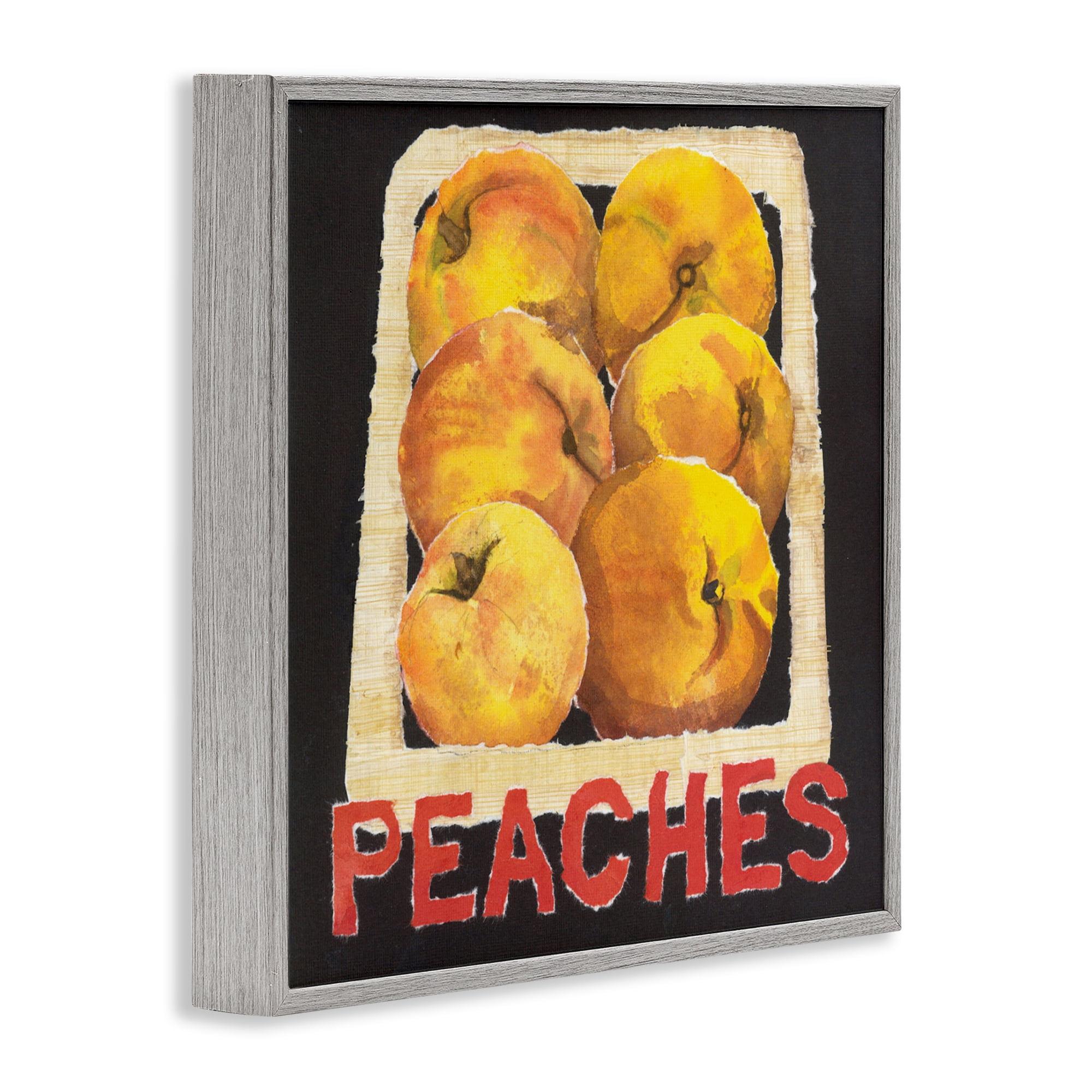 Stupell Industries Collaged Garden Peaches Gray Framed Giclee Art, design by Nancy Overton
