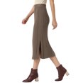 thumbnail image 4 of INSPIRE CHIC Cable Knit Sweater Skirt for Women's Elastic Waist A-Line Side Slit Casual Ribbed Knit Maxi Skirt S Brown, 4 of 6
