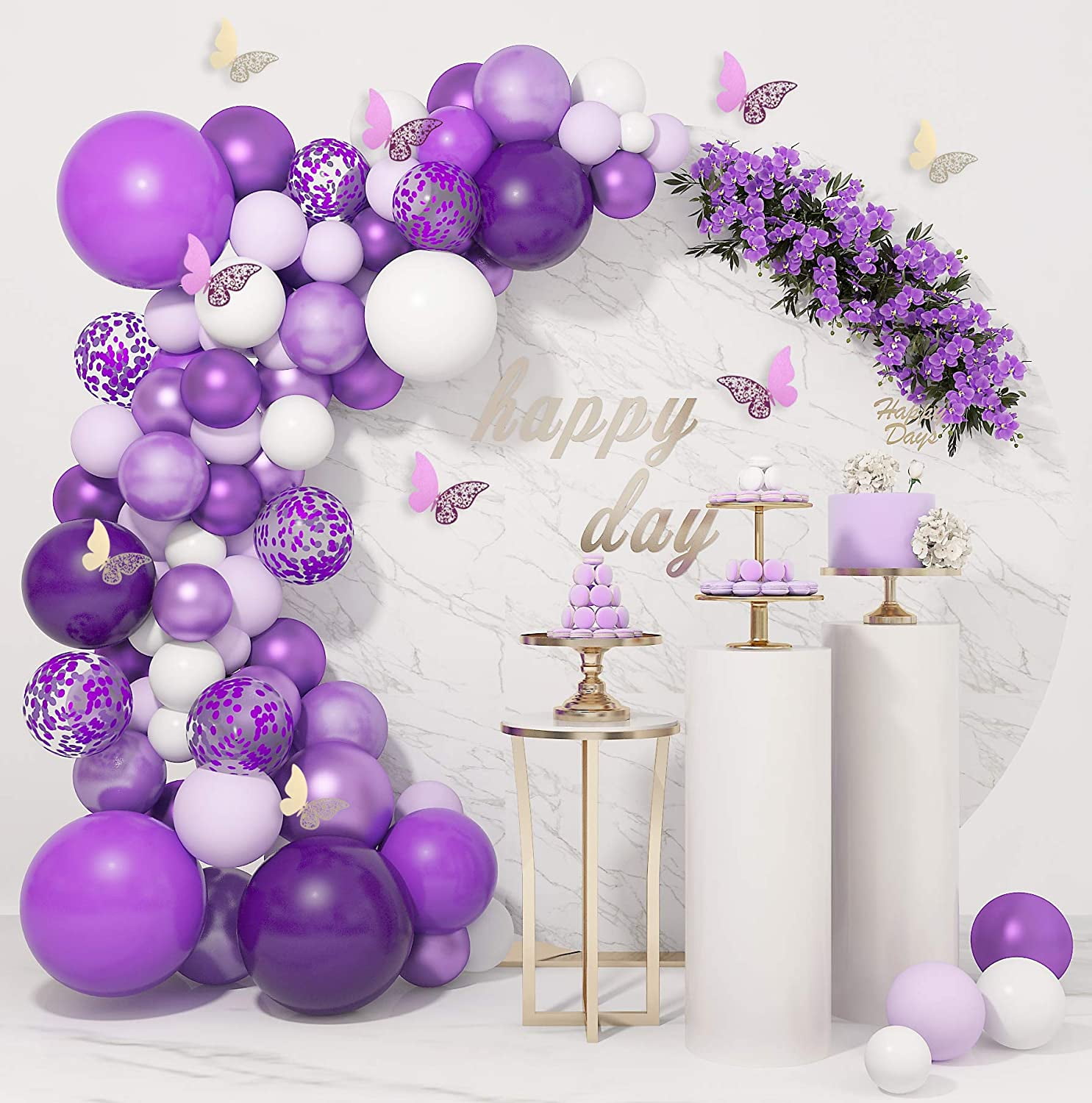 Special Events Balloon Table Arch Set for Birthdays Anniversaries 12-inch Diameter Balloons Weddings Baby Showers Corporate Events Balloon Arch Kit with 40 White and 40 Silver Balloons