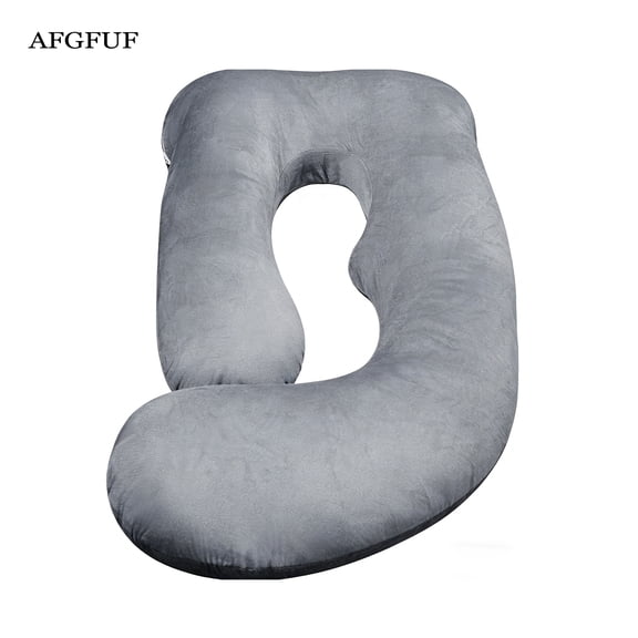 AFGFUF J-Shaped Pregnancy Pillow, 63" x 19.6" Full Body Maternity Support Pillow for Back, Hip & Belly Relief, Grey