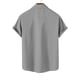 thumbnail image 4 of Mens Manga Corta Botón Abajo Camisas Cuello de Vuelta Color Sólido Casual Blusa, Moda Verano Poliéster, 4 of 9