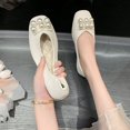 thumbnail image 1 of 2022 nueva moda de primavera, zapatos de tacón con punta cuadrada para mujer, zapatos de perlas con punta cuadrada pequeña superior Natural, verde, Beige, amarillo, negro para mujer 37 Gao Jinjia LED, 1 of 1