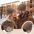 thumbnail image 5 of Voska Thick Knit Maple Leaf Ear Protection Pullover Hat For Men Women Soft Polyester Warm Winter Beanie Stylish Cold Weather Headgear Khaki, 5 of 6