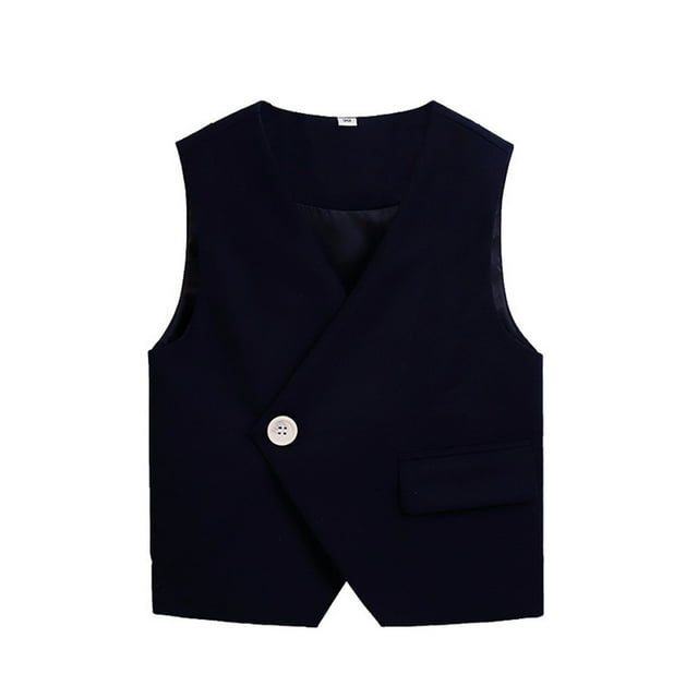 KYAIGUO Gilet de Costume Formel pour Garçons Tout-Petits 2-15 Ans Robe Classique à Col pour Mariage Fête
