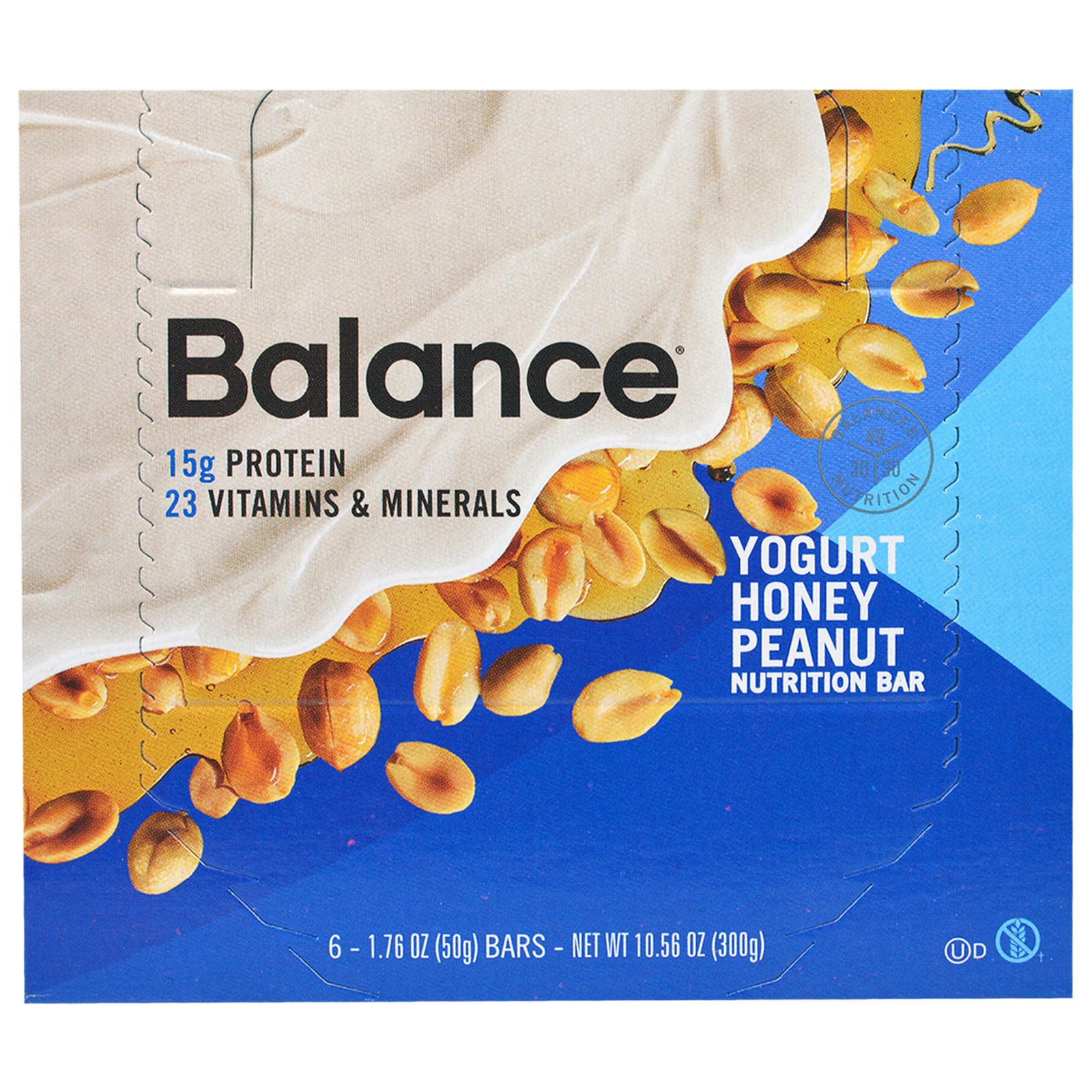 Balance Bar, Nutrition Bar, Yogurt Honey Peanut, 6 Bars, 1.76 oz (50 g