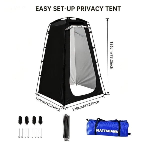 Easy‑Set‑up Privacy Changing Tent, Lightweight Portable Shower Tent, Waterproof Outdoor Shelter Tent with Storage Bag. Ideal for Beach, Surfing, Camping & Emergency Toilet Use.
