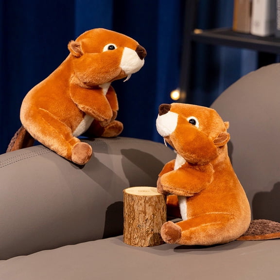 Cute Realistic Beaver Plush Stuffed Animal Doll, Soft Fluffy Beaver Toy for Kids Bedtime Companion Home Sofa Decor Gift
