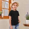 thumbnail image 2 of Lumtrix Girls Shirts Short Sleeve Soft Cotton T-Shirts Plain Tees Loose Fit Tops Clothes For Teen Girls Black 150, 2 of 5