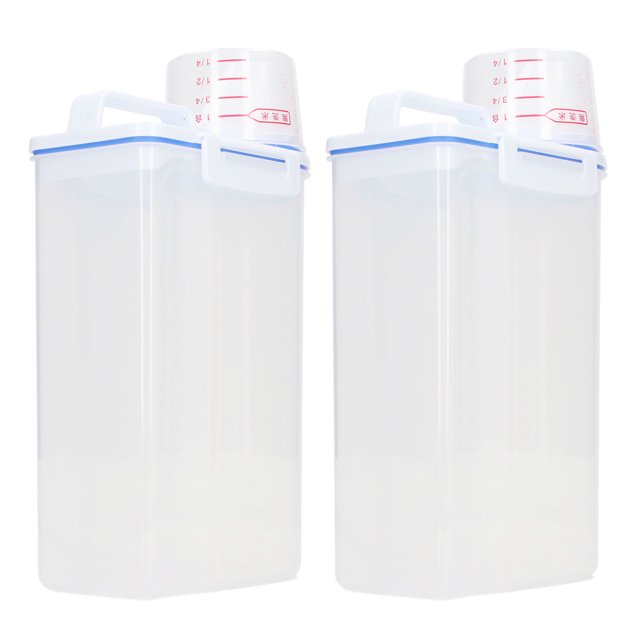 2PCS Rice Storage Container 2.5L Plastic Rice Dispenser Bin with Pour Spout for Rice Beans Grains Small Dry Food