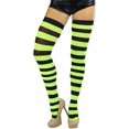 thumbnail image 5 of ToBeInStyle Womens Vibrant Horizontal Wide Striped Thigh High Stockings - Black w/ Neon Yellow Stripes - One Size, 5 of 6