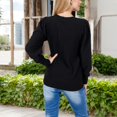 thumbnail image 5 of Women's Long Sleeve Ribbed Knit Sweater with Gathered Shoulders - X Large, Black, 5 of 6