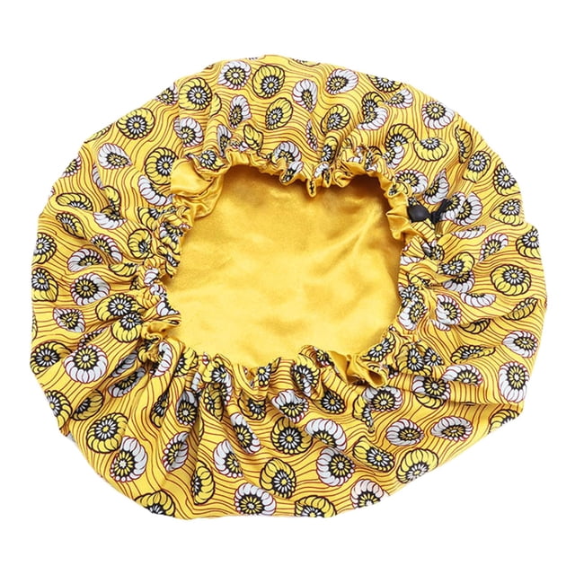 Bonnet Double Rond à Impression Batik pour Enfant, Bonnet de Nuit Ajustable, Bonnet de Douche, Filet de Soins Capillaires en Polyester
