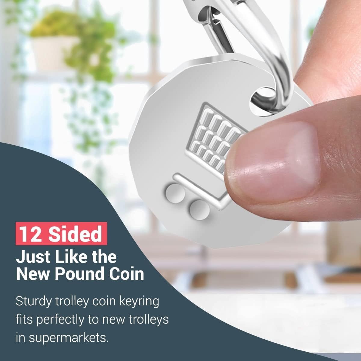 6pk Trolley Coin Keyring UK Set | Shopping Trolley Token Keyrings | Trolley Tokens for Supermarket Cart Trolley Key | New Pound UK Coin Trolley Token | Trolly Shopping Coin | Trolley Coins Key Ring