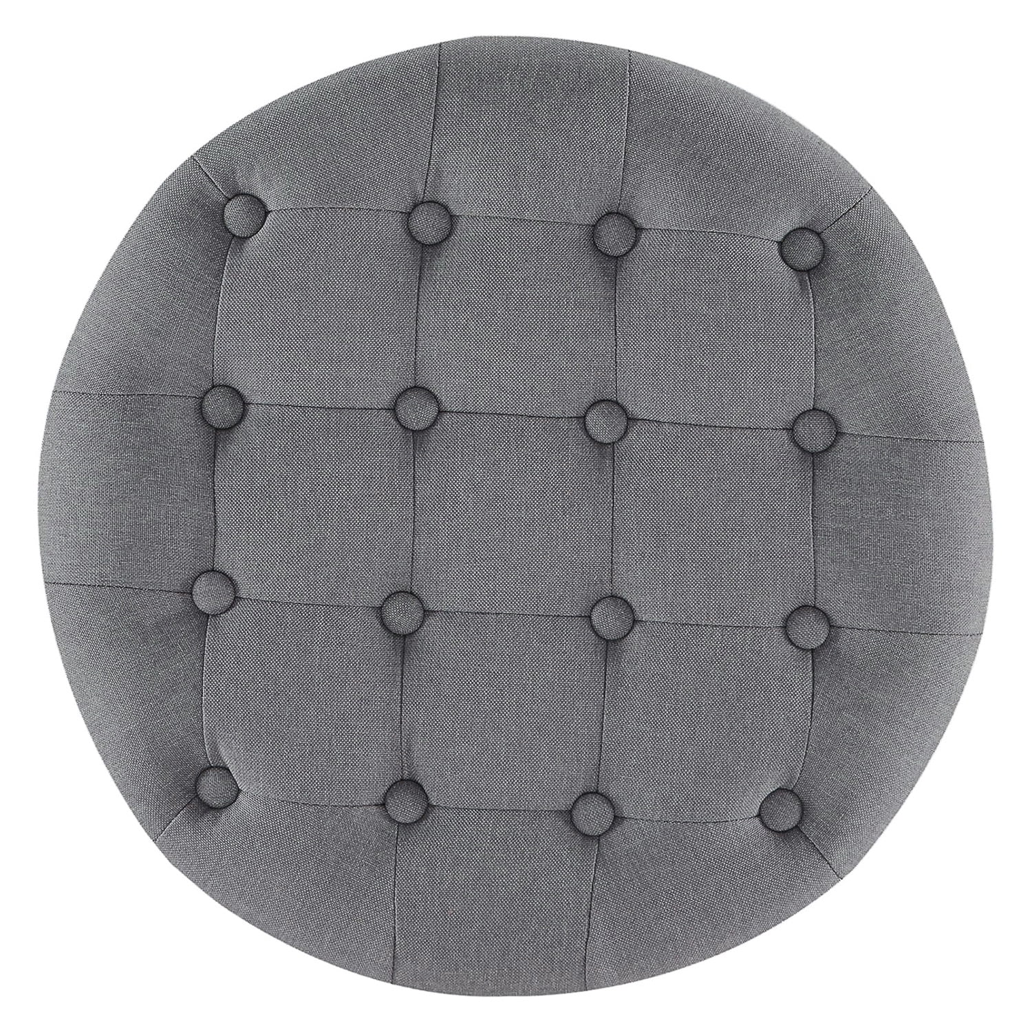 Belleze Nailhead Round Tufted Storage Ottoman Large Footrest Stool Lift Top, Gray