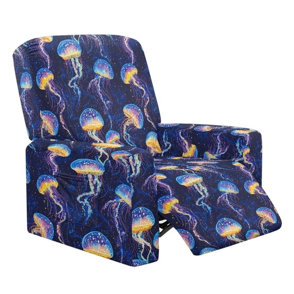Kuiaobaty Jellyfish Print Reclining Sofa Slipcover for Living Room Breathable Recliner Chair Cover with Side Pocket Large Reclining Slipcover Stain Resistant Recliner Couch Cover