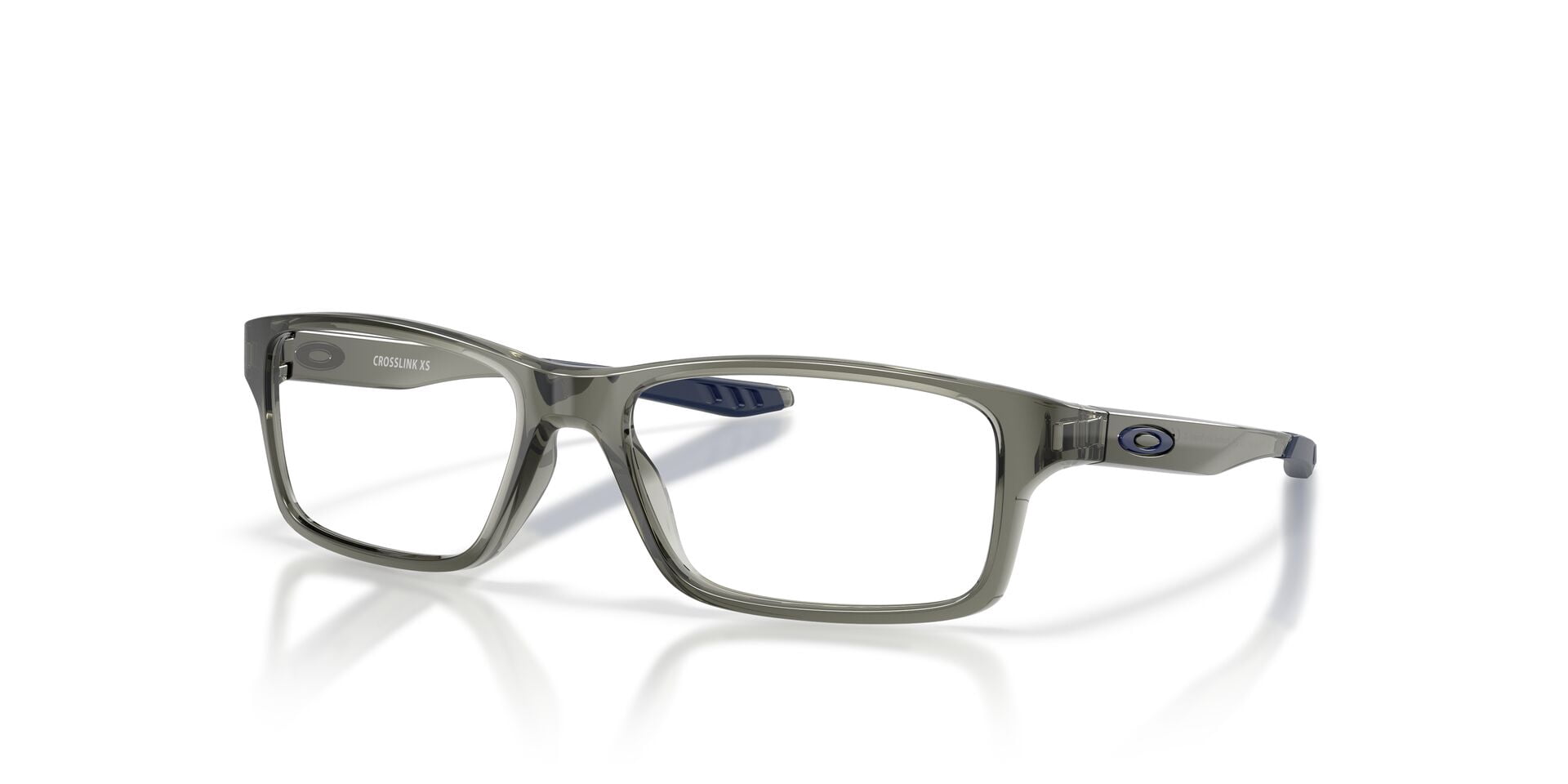 Oakley Youth Size 49 Square Crosslink XS Optical Glasses, Polished Grey Smoke/Demo Lens