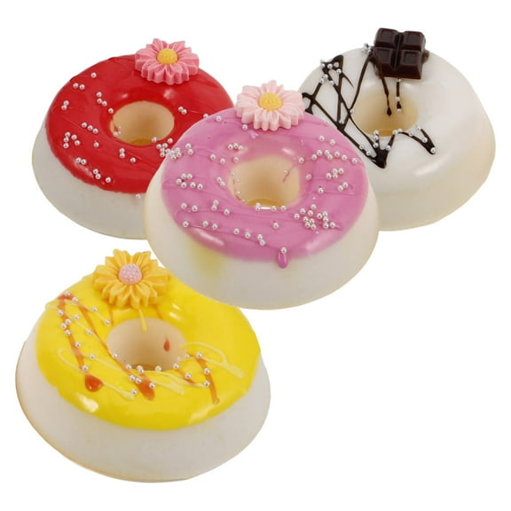 WHAMVOX 4PCS  Artificial Mini Donuts Realistic Food Props for Display Fake Doughnut Decorations for Home Party and Photography Props