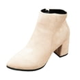 thumbnail image 7 of Womens Ankle Boots Suede Chunky Block Heel Pointed Toe Zipper Fall Booties Casual Dressy Short Boots, 7 of 7