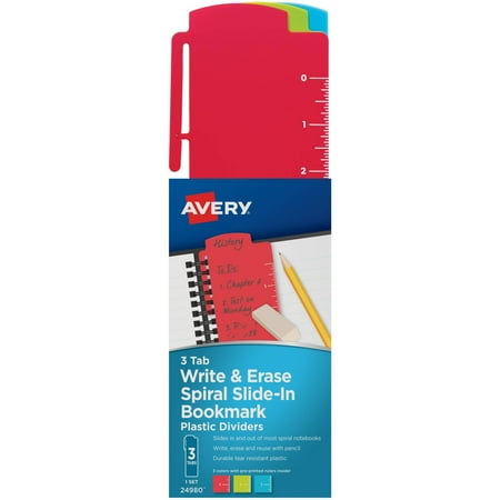 avery spiral slide in plastic bookmark dividers 24980 3 tabs 1