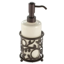 iDesign Ceramic Liquid Soap/Lotion Dispenser, 13 oz, Vanilla Tan and Bronze
