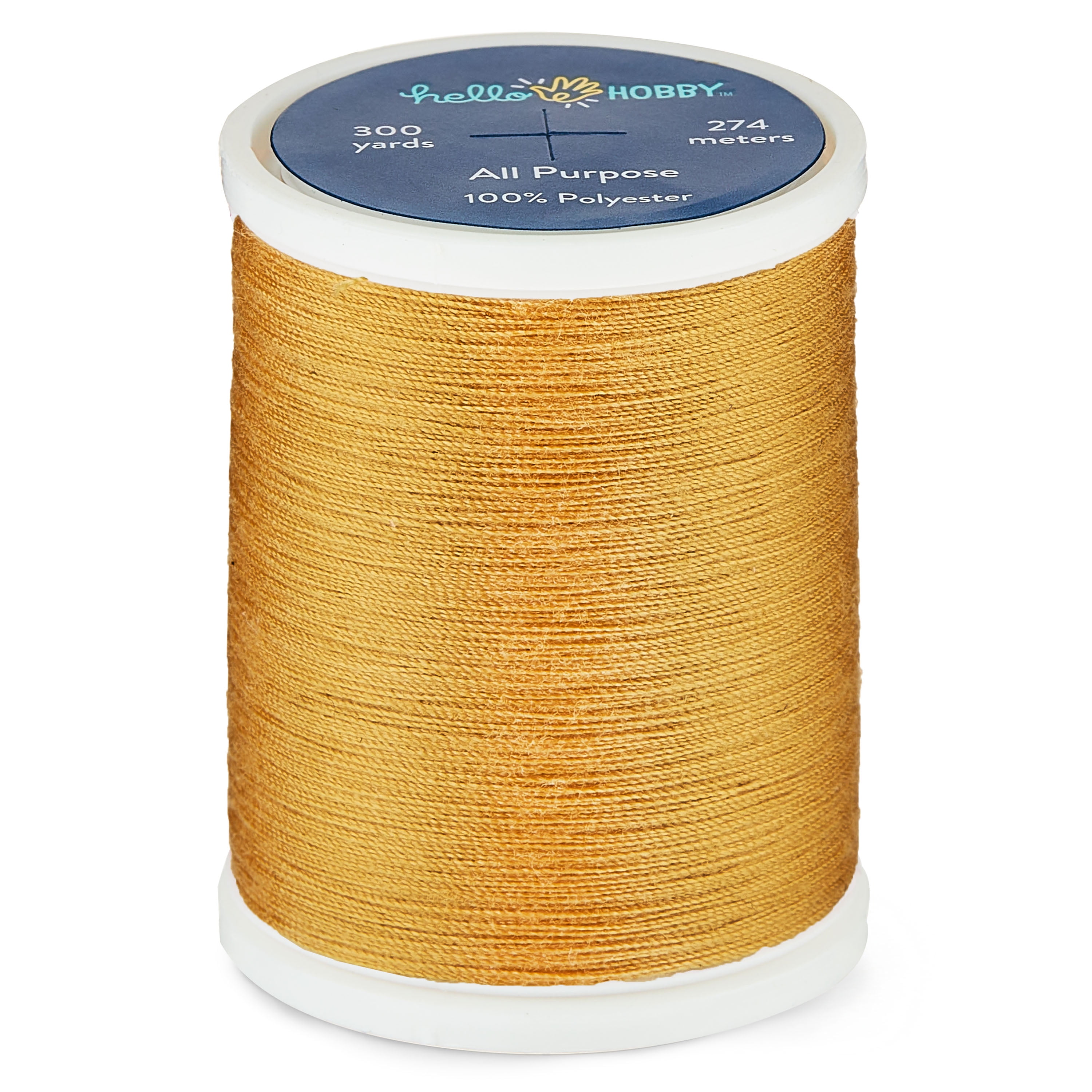 Hello Hobby Mustard Yellow 100% Polyester All Purpose Thread, 300 Yards