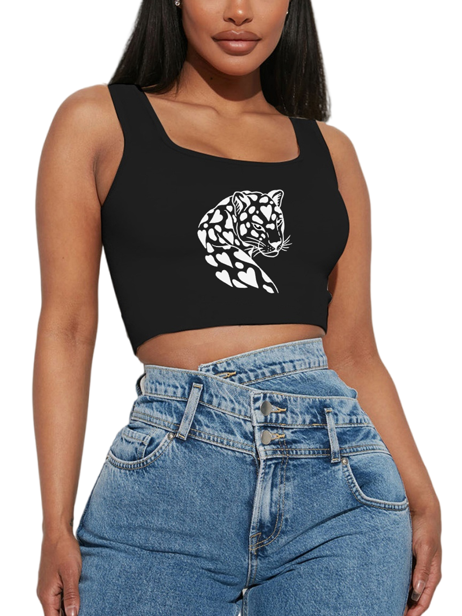 cheetah print cropped tank