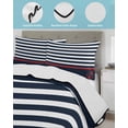 thumbnail image 4 of Quilts Twin Size, Anchor Navy Blue Soft Comforter Bedding Set for Bed, Red Nautical White Geometric Stripes Lightweight Quilted Bedspread with Pillow Cover(2 Pieces) for All Season, 68x86 Inch, 4 of 6
