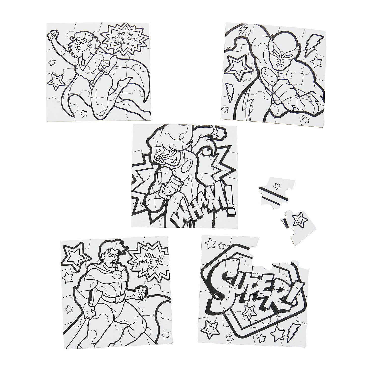 Color Your Own Superhero Mini Puzzles - 50 - Craft Kits - 50 Pieces ...