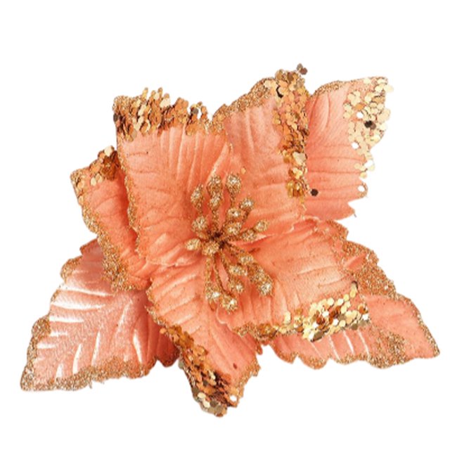 Toystoory Navidad cabeza de flor artificial fiesta boda adorno de Navidad hogar granja oficina comedor DIY decoración flores falsas Kits de decoración para fiestas Oro rosa Toystoory HA069944-03