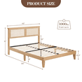 thumbnail image 2 of Rattan Bed Frame Twin with Natural Rattan Headboard,Twin Bed Frame with LED Lights, Rattan Bed Frame with Headboard, Wood Bed Legs with Silent Slats,No Box Spring Needed, 2 of 7