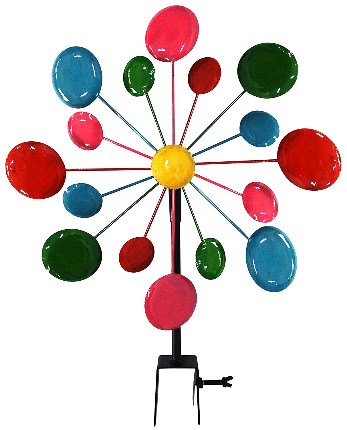 Multi-Color Metal Circles Windmill w Stake & Fence Topper by Alpine Corporation