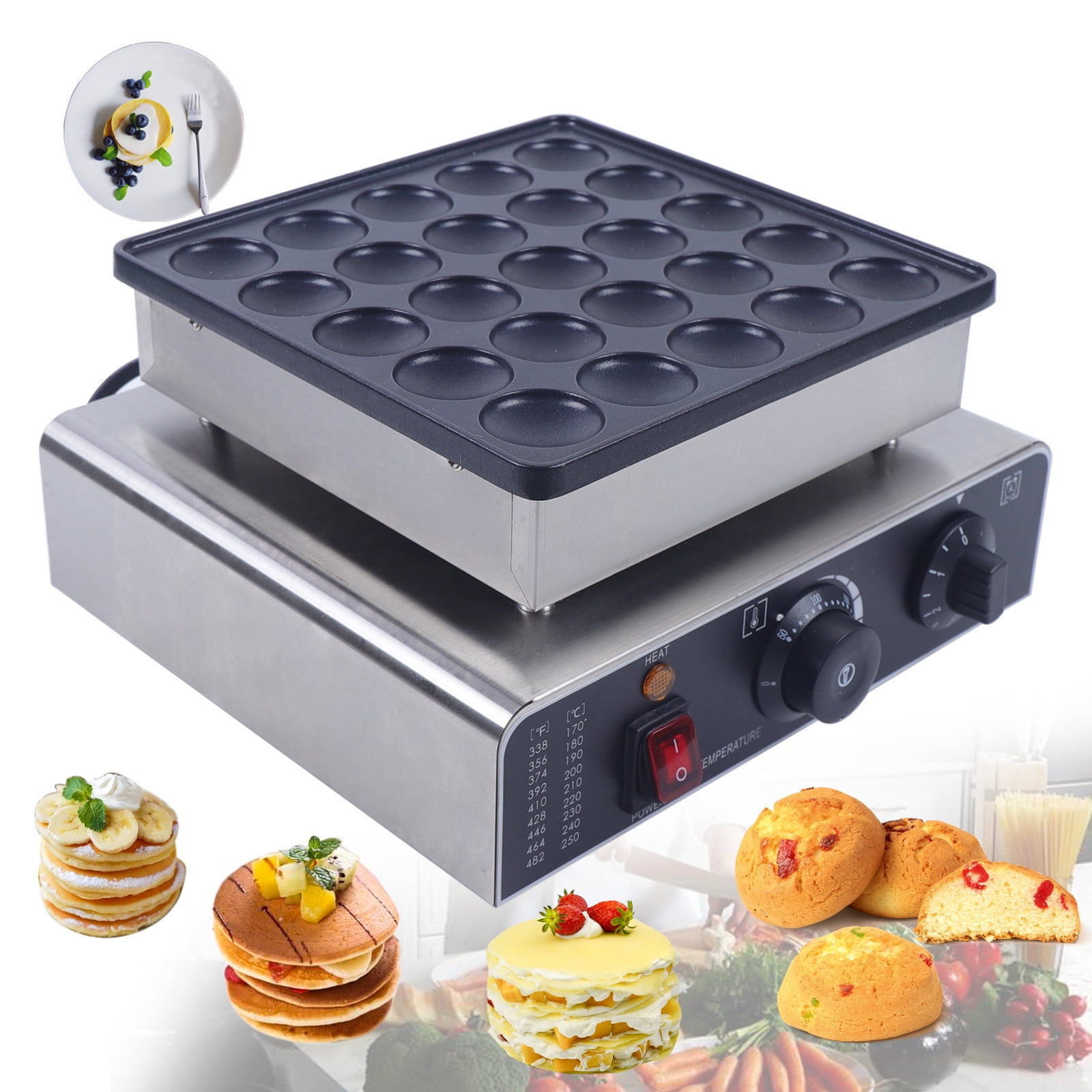 TFCFL 25pcs Muffin Maker 110V 800W Nonstick Electric Iron Mini Pancake