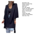 thumbnail image 7 of Fall Spring Women Coat Irregular Hem Loose Open Stitch Solid Color Dolman Sleeve Poncho Turn-down Collar Cardigan Dating Commuting Cape Jacket, 7 of 7