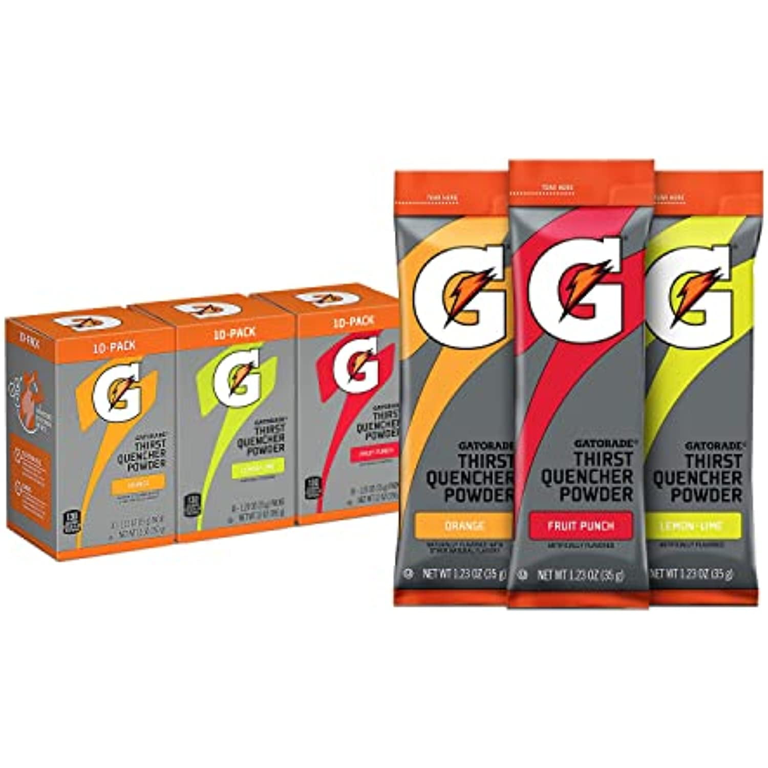 Gatorade Thirst Quencher Powder Sticks, 3 Flavor Variety Pack, (30 Pack