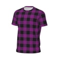 thumbnail image 6 of Wukai Purple Black Plaid Print Men's Short-Sleeved Mesh T-Shirt,Quick-Dry Short Sleeve Workout T-Shirt-Medium, 6 of 8