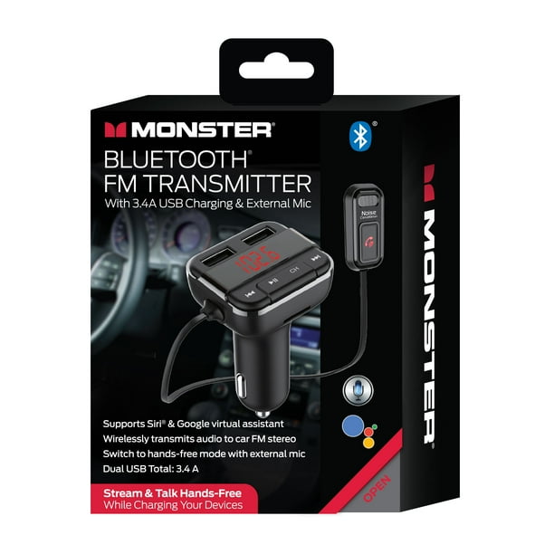 Monster Bluetooth FM Transmitter with USB Charging Adapter and Builtin