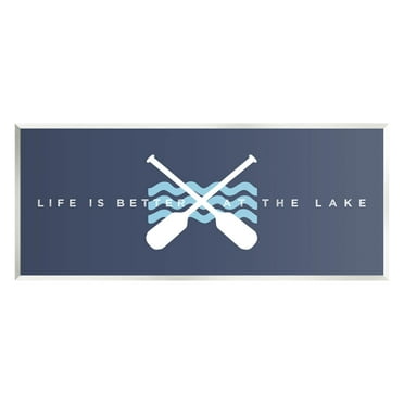 Life Better At Lake Crossed Oars Typography Graphic Art Unframed Art Print Wall Art