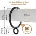 thumbnail image 2 of GASRONS 50 Packs Black Metal Curtain Rings with Eyelets, 1 inch Inner Diameter Drapery Rings Apply for Curtain Rods(Fits Up to 3/4-Inch Rod), 2 of 7