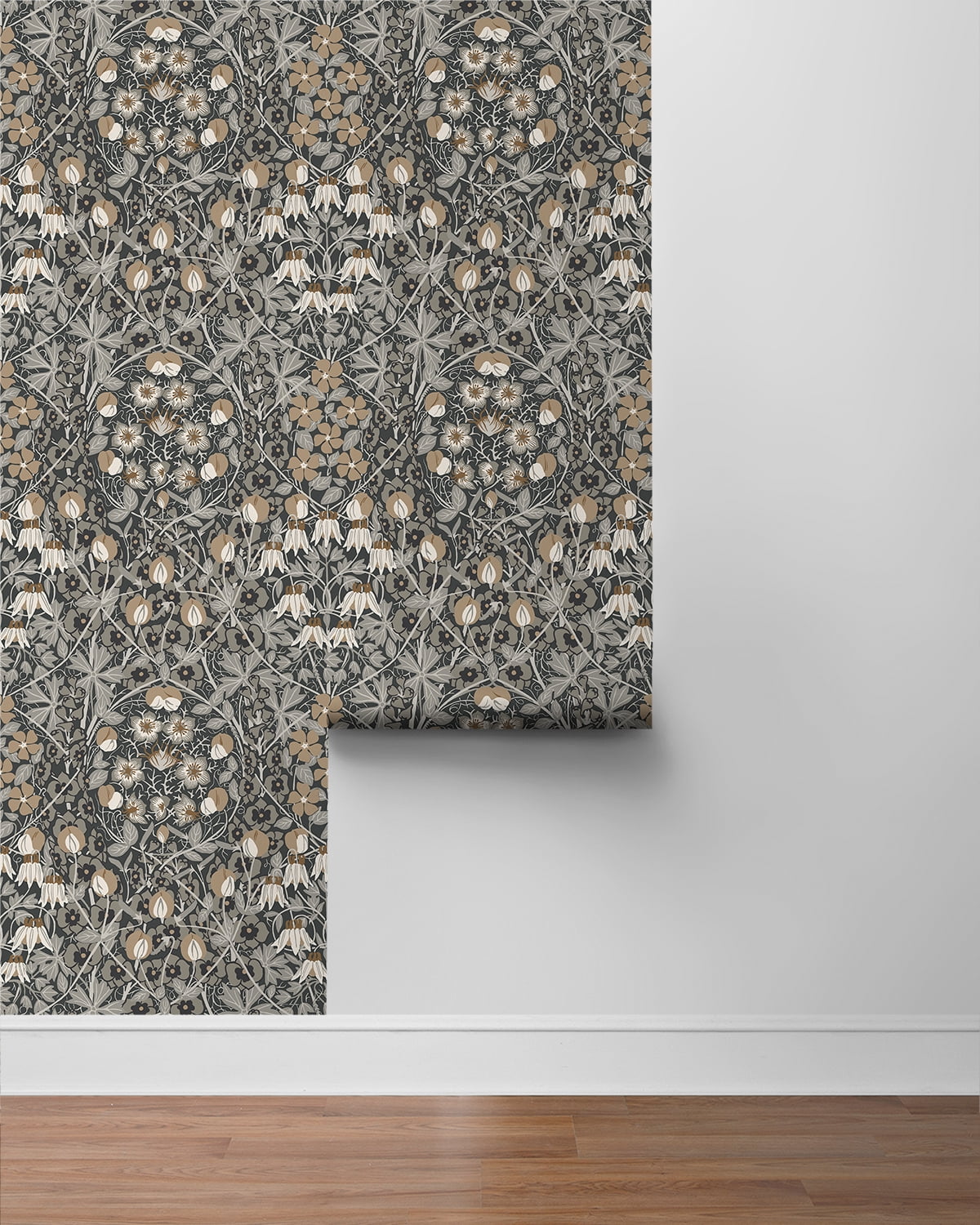 NextWall Wrought Iron & Chamois Tulip Garden Peel and Stick Wallpaper