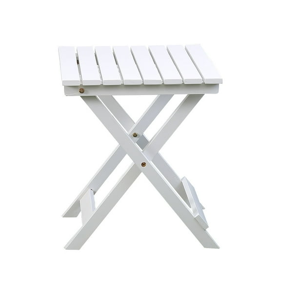 BplusZ Portable Wooden Folding Small Side Table Square, White