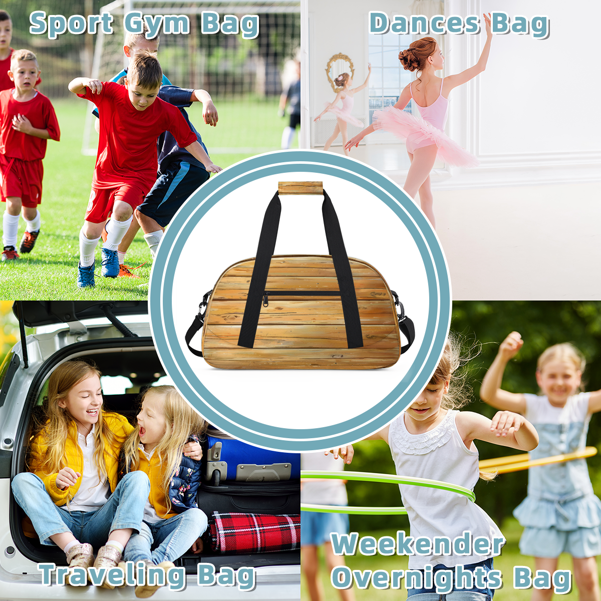 Herdesigns Sports Duffle Bags Travel Duffle Bag Gym Bag Farmhouse Country Wood Weekender Travel Bag Waterproof Overnight Bag Carry On Travel Tote Bag Dance Bags